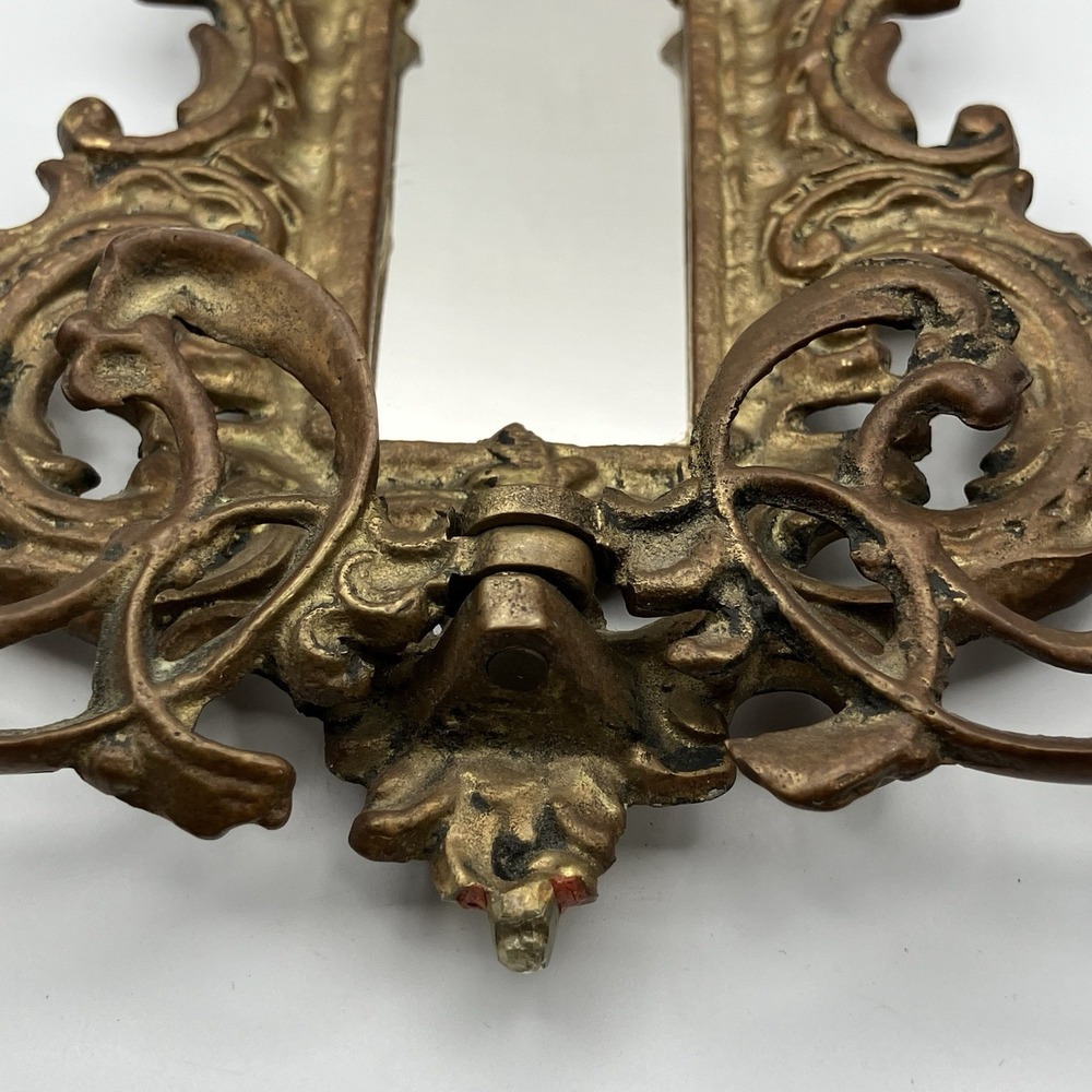 Vtg Candle Sconce / Brass With Mirror / 2 Arms / 1940s / Swedish Rococo Revival - Picture 6 of 16